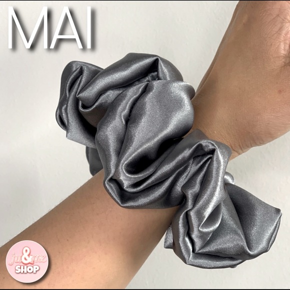 Gray Large Satin Scrunchie - Picture 2 of 2